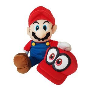 Vintage NINTENDO 2015 Super Mario Plush Toy & 2017 Super Mario Odyssey Cappy Hat